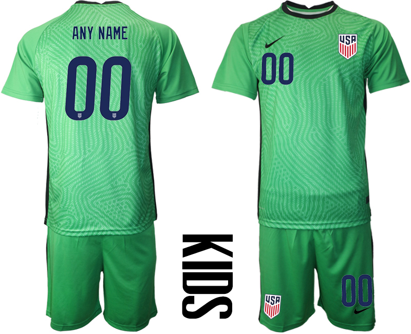 Youth 2020-2021 Season National team United States goalkeeper green customized Soccer Jersey